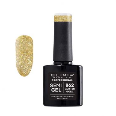 GLITTER GOLD SEMI GEL COLOR 8 ML ELIXIR Nº 862