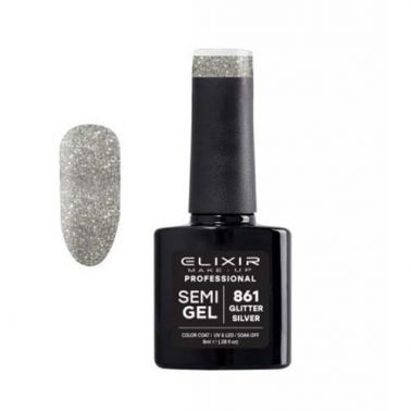 GLITTER SILVER SEMI GEL COLOR 8 ML ELIXIR Nº 861