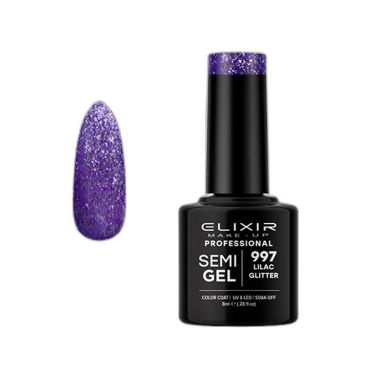 LILAC GLITTER SEMI GEL COLOR 8 ML ELIXIR Nº 997