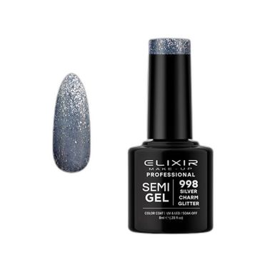 SILVER CHARM GLITTER SEMI GEL COLOR 8 ML ELIXIR Nº 998