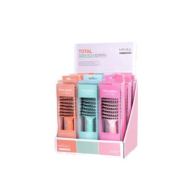 CEPILLO ESQUELETO DE PELO JABALÍ Y NYLON TOTAL BRUSH EXPOSITOR (PACK 9 UNIDADES CORAL, VERDE Y ROSA)