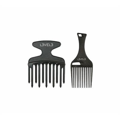 2 PEINES NEGROS AFRO LEVEL3 SET DE