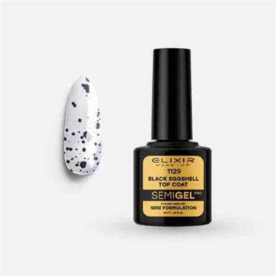 SEMI GEL COLOR 8 ML BLACK EGGSHELL TOP COAT NO WIPE ELIXIR