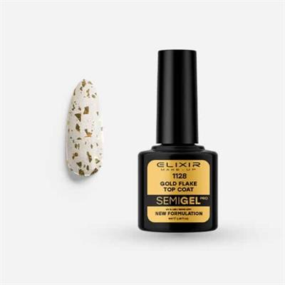 SEMI GEL COLOR 8 ML GOLD FLAKE TOP COAT NO WIPE ELIXIR