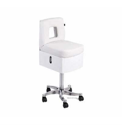 PEDICURA LEO BLANCO CON CAJÓN Y PIE DE ALUMINIO TABURETE