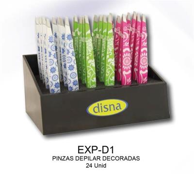 PINZAS DEPILAR DECORADAS ÁNGULO OBLICUO EXPOSITOR 24