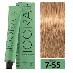 COLORACION PERMANENTE SIN AMONIACO IGORA ZERO AMM 7-55 60ML.