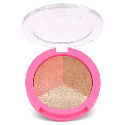 BAKED TRIO FACE POWDER BLUSHER BRONZER HIGHLIGHTER GOLDEN ROSE